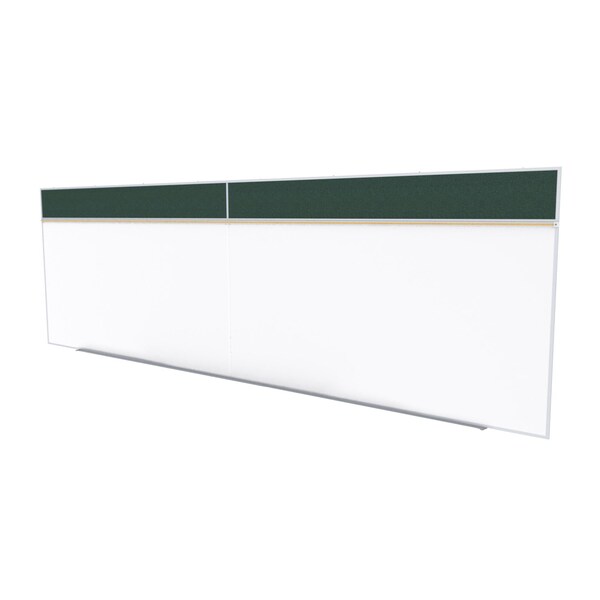 Combo Whiteboard/Bulletin, Mag Por/Vnyl, Styl A, 5 ft H x 16 ft W, Ebony